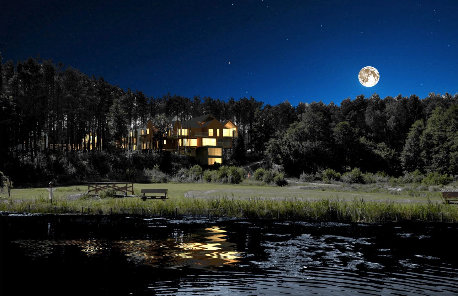 Widok na Hotel z jeziora